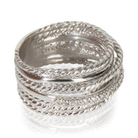 David Yurman Sterling Silver Diamond Crossover Ring sv