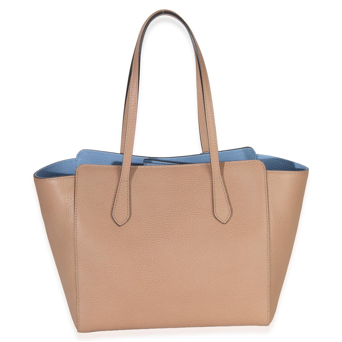 Gucci Beige Blue Dollar Calfskin Swing Tote Bag Handbag bv