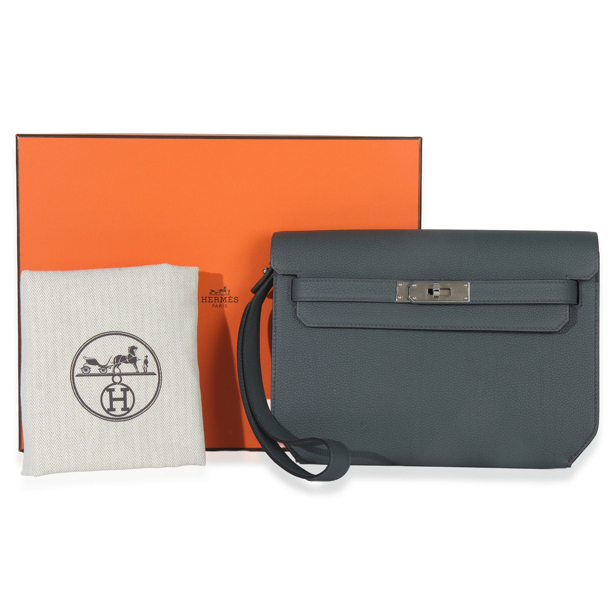 Hermès Bleu Orage Togo Kelly Depeches 25 PHW Handbag ad2