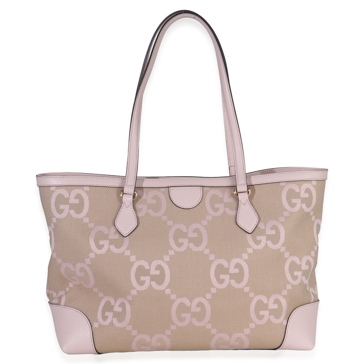 Gucci Pink Monogram Jumbo GG Textured Calfskin Large Ophidia Shopping Tote Handbag bv