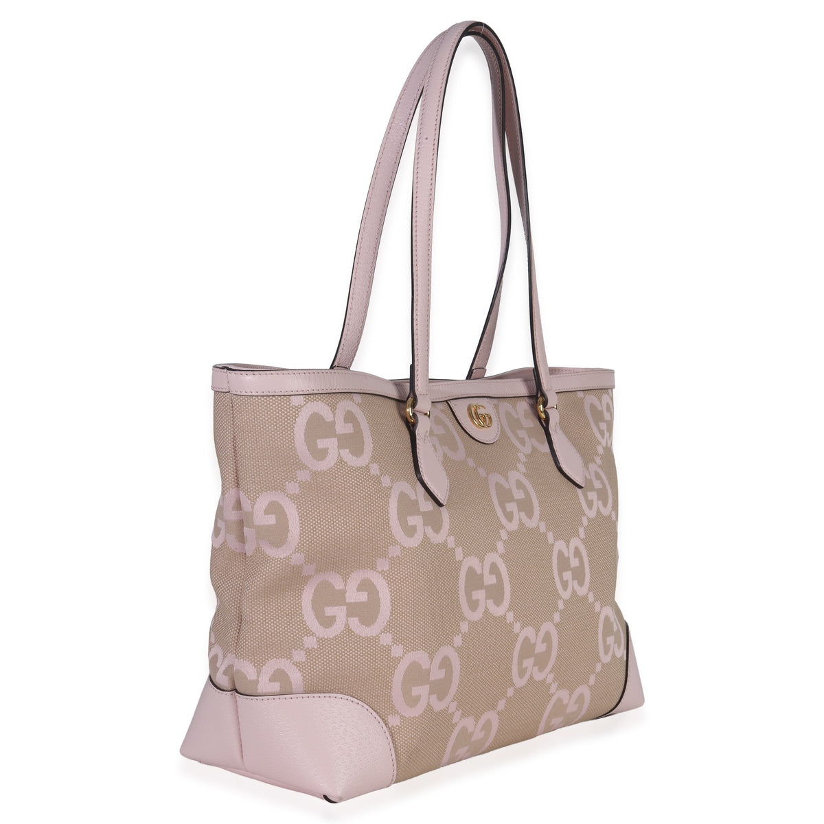 Gucci Pink Monogram Jumbo GG Textured Calfskin Large Ophidia Shopping Tote Handbag pv