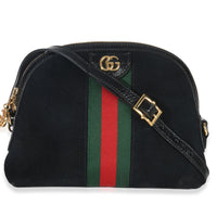 Gucci Black Suede Patent Web Small Ophidia Dome Bag Handbag id