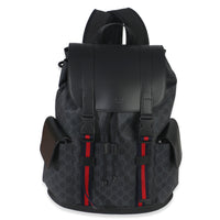 Gucci Black Soft GG Supreme Calfskin Web Double Buckle Backpack Handbag id