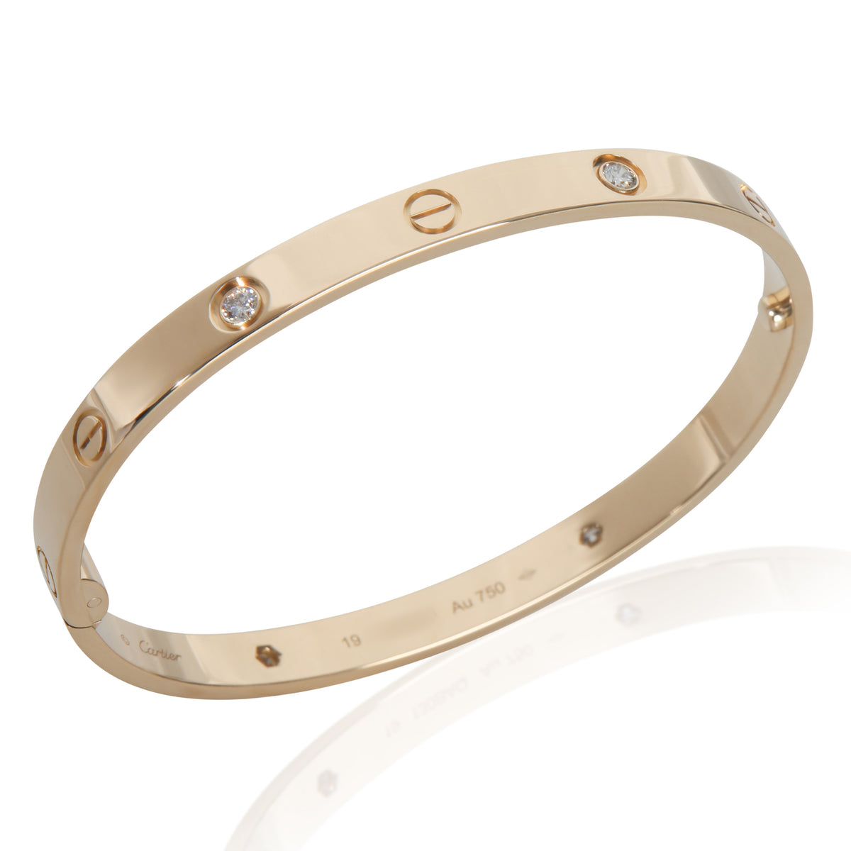 Cartier Yellow Gold Diamond Love Single Screw Closure Bracelet av