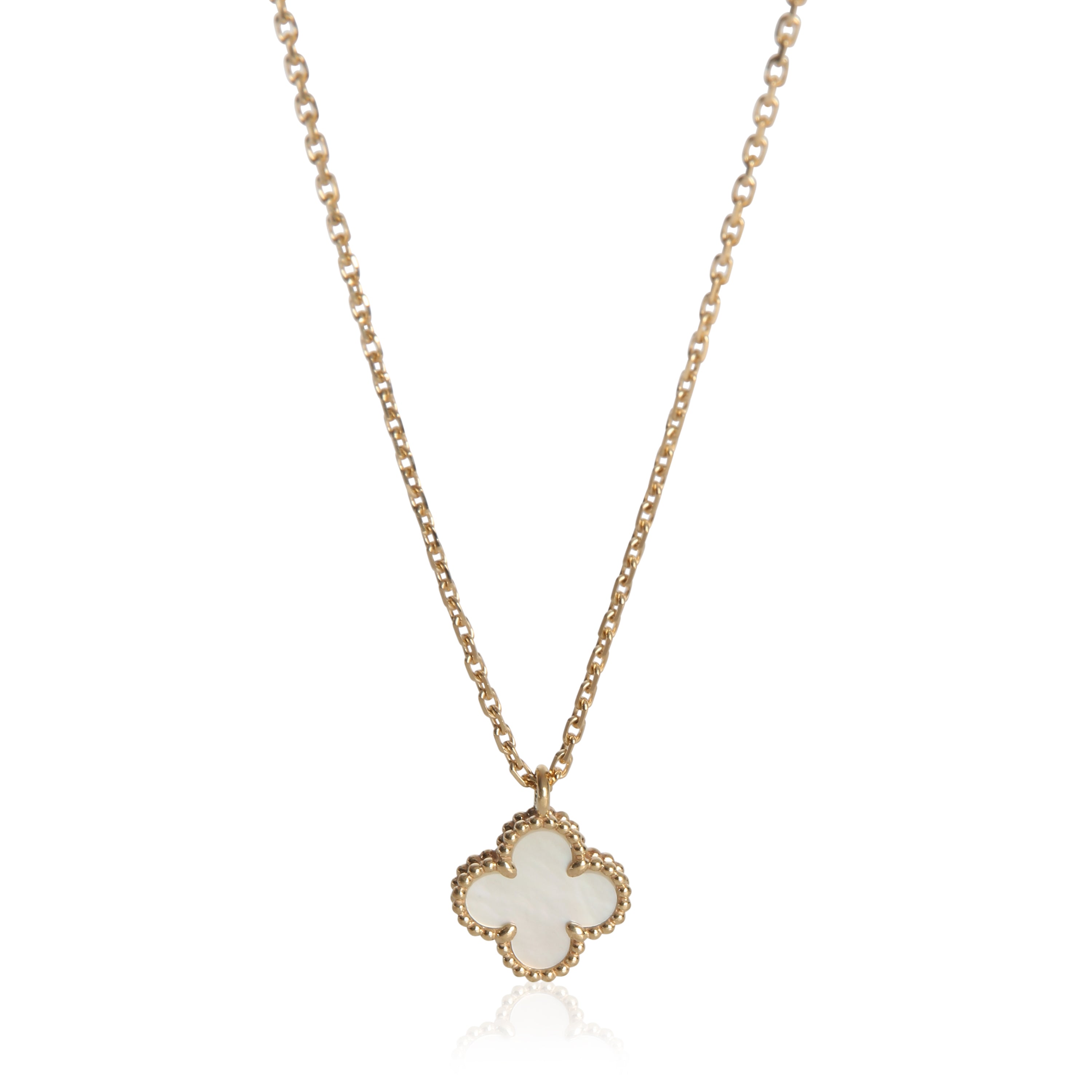Van Cleef & Arpels Yellow Gold Mother Of Pearl Sweet Alhambra Pendant fv