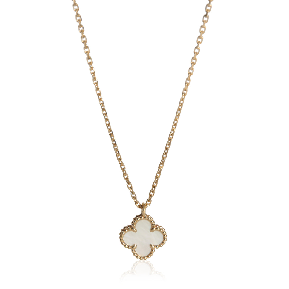 Van Cleef & Arpels Yellow Gold Mother Of Pearl Sweet Alhambra Pendant fv
