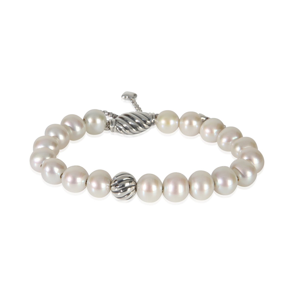 David Yurman Sterling Silver Pearl Spiritual Bead Bracelet fv