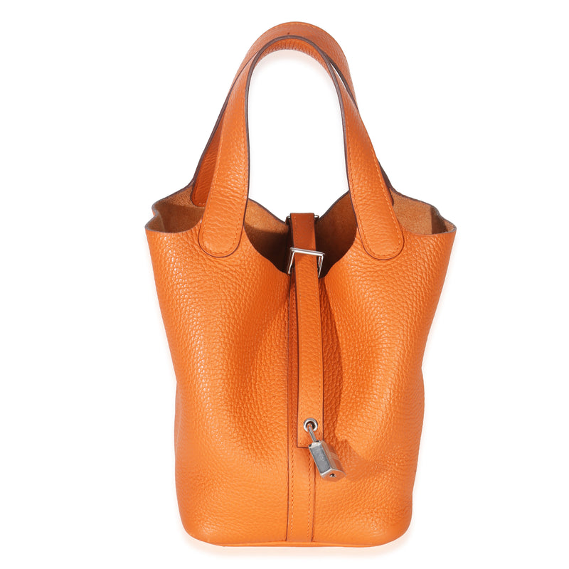 Hermès Orange H Clemence Picotin Lock 18 PHW Handbag id