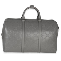 Gucci Grey Embossed Calfskin GG Tennis Medium Duffle Bag Handbag id