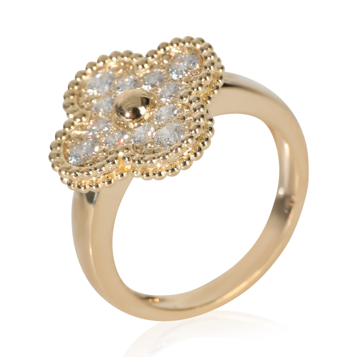 Van Cleef & Arpels Yellow Gold Diamond Vintage Alhambra Ring av