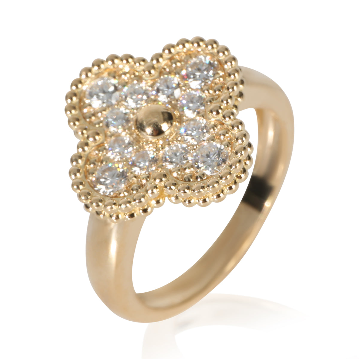 Van Cleef & Arpels Yellow Gold Diamond Vintage Alhambra Ring bv