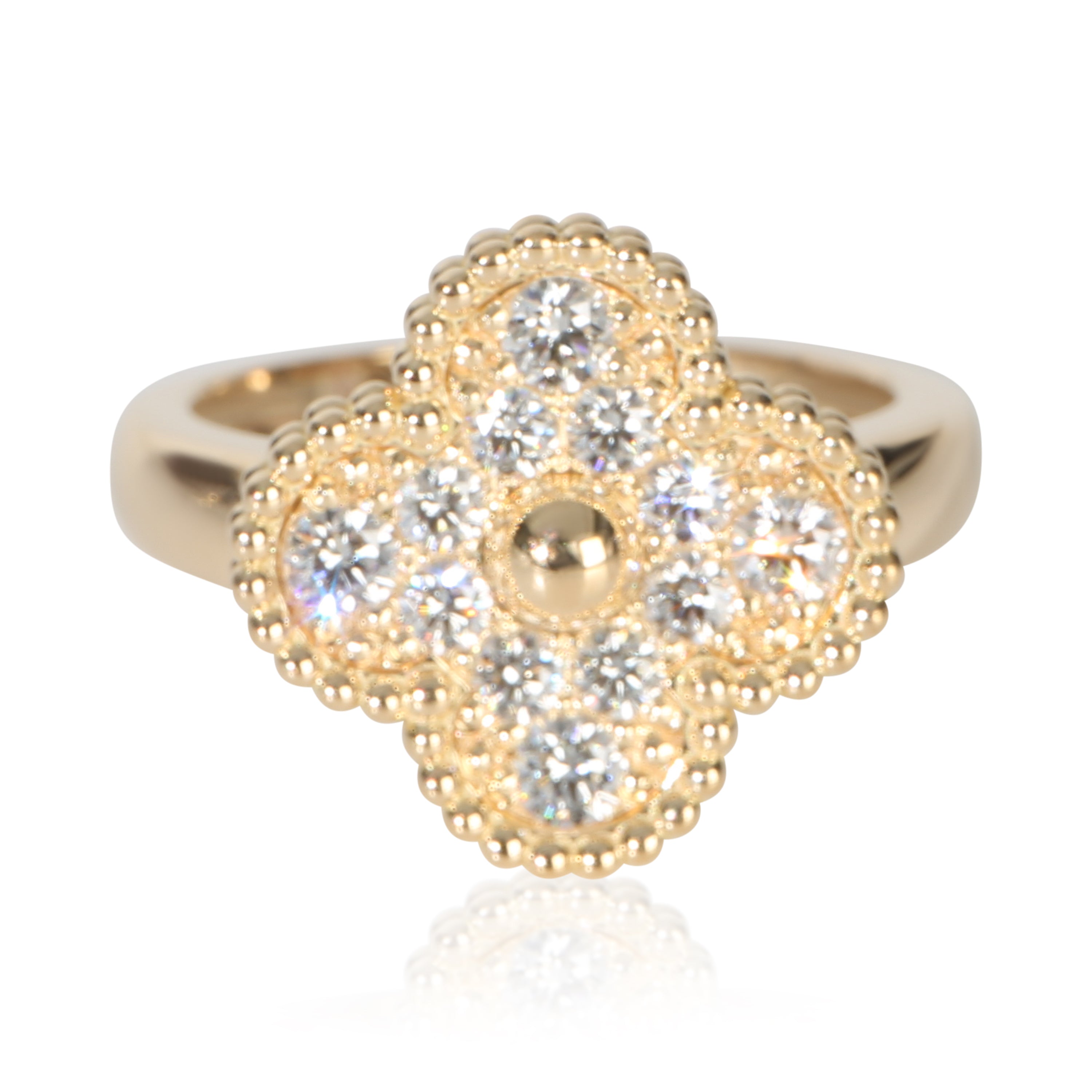 Van Cleef & Arpels Yellow Gold Diamond Vintage Alhambra Ring fv