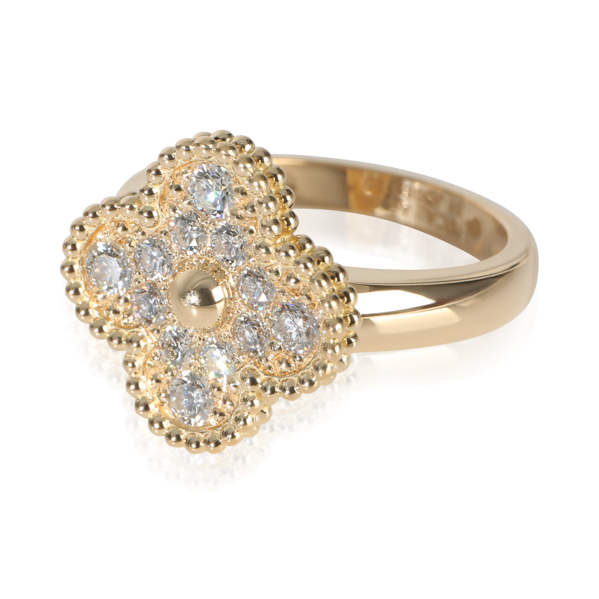 Van Cleef & Arpels Yellow Gold Diamond Vintage Alhambra Ring sv