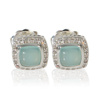 David Yurman Sterling Silver Chalcedony and Diamond Albion Earrings fv