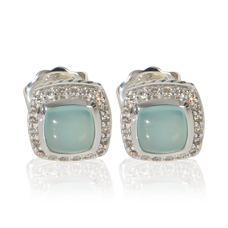 David Yurman Sterling Silver Chalcedony and Diamond Albion Earrings fv
