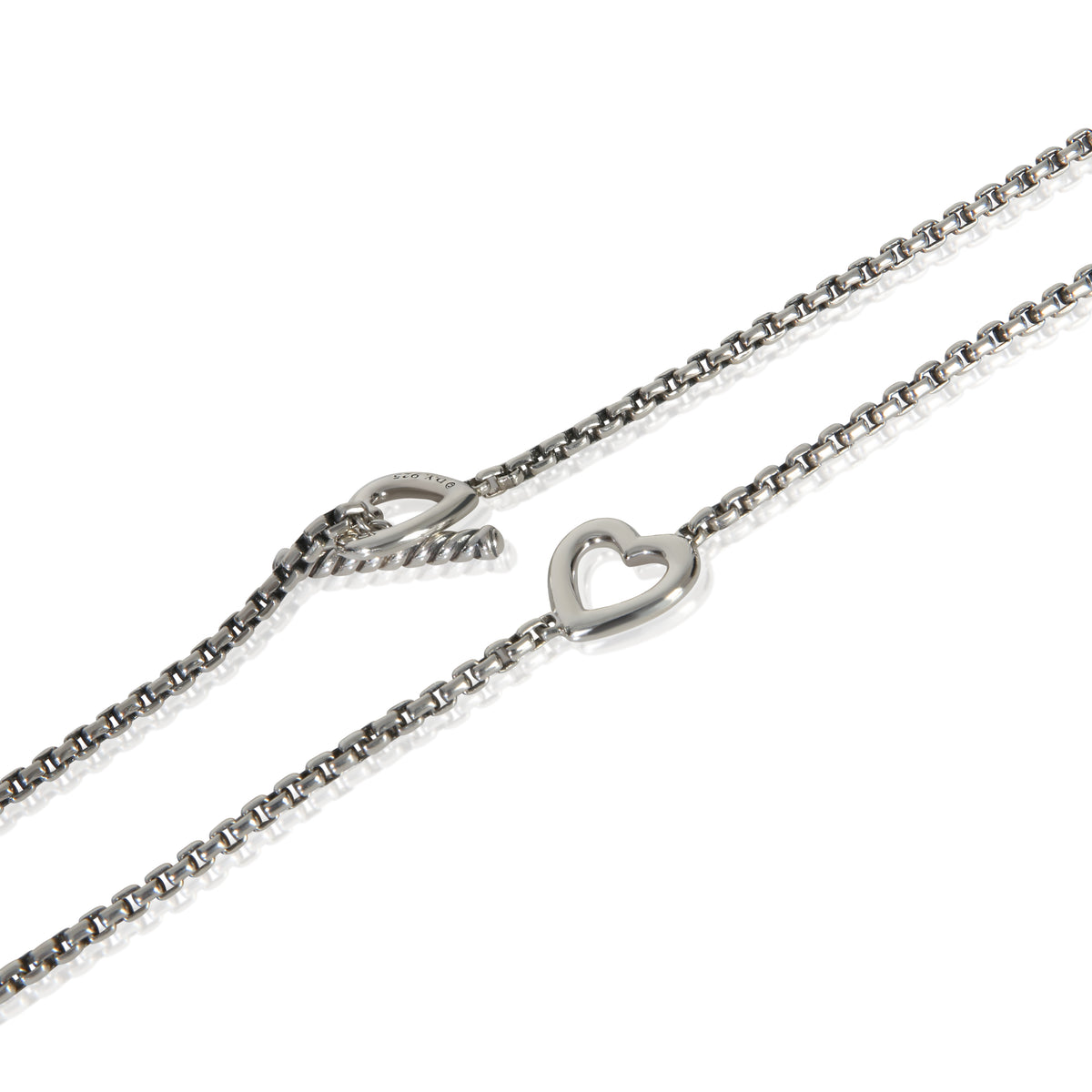 David Yurman Sterling Silver  Heart Station Necklace sv