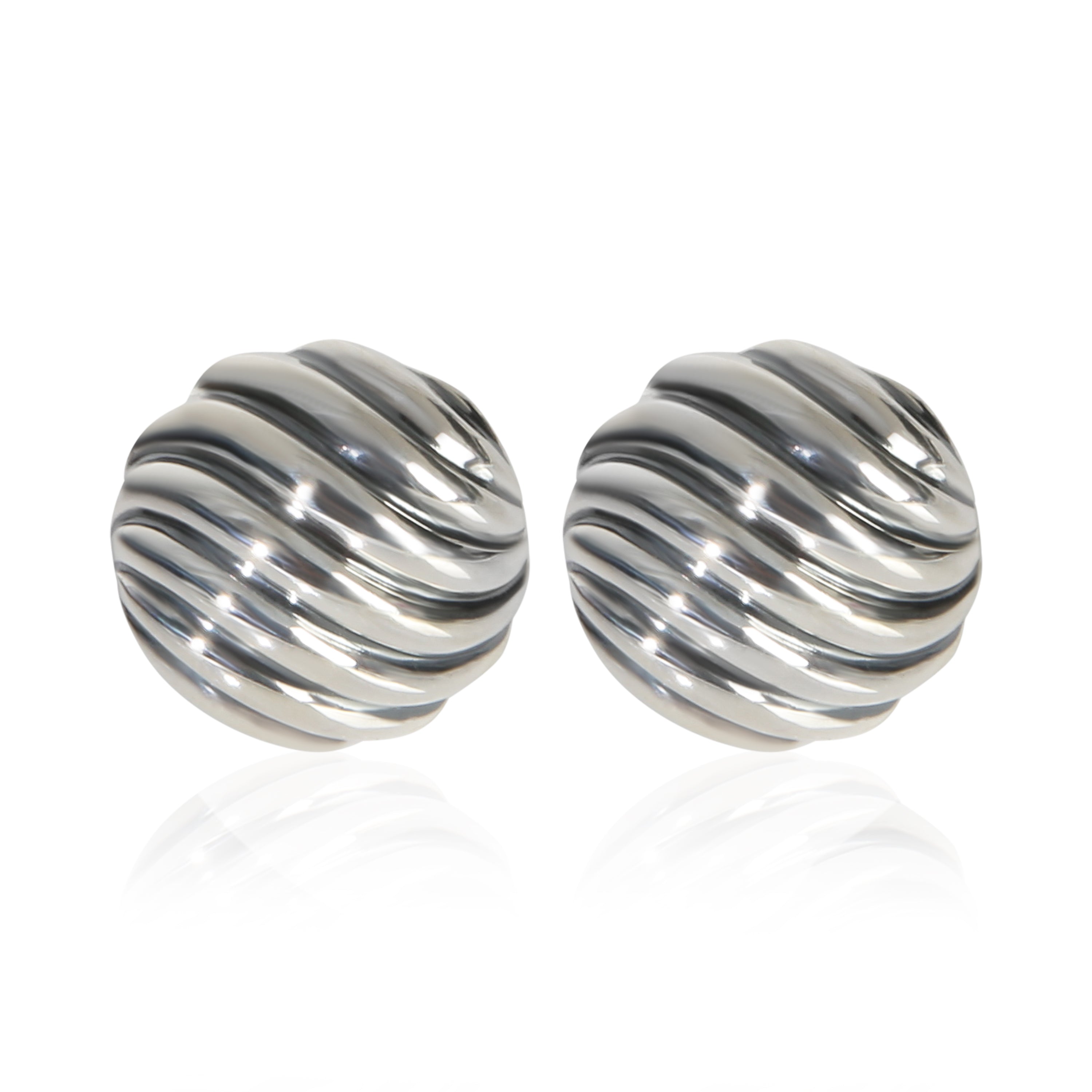 David Yurman Sterling Silver  Sculpted Cable Earrings fv