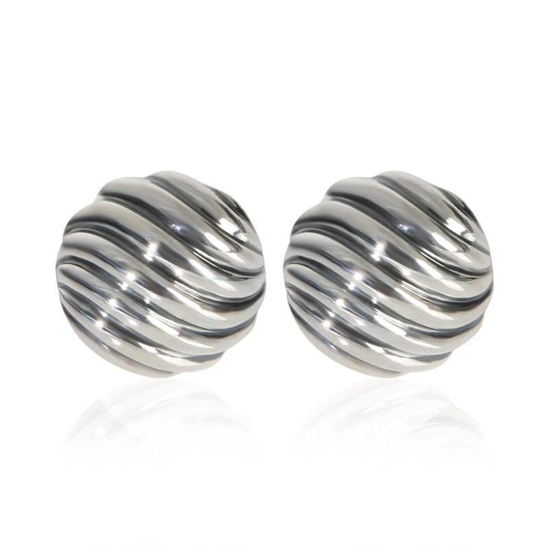 David Yurman Sterling Silver  Sculpted Cable Earrings fv