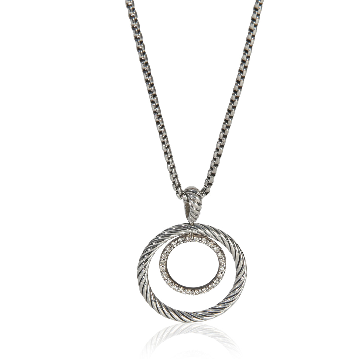 David Yurman Sterling Silver Diamond Mobile Circle Pendant fv