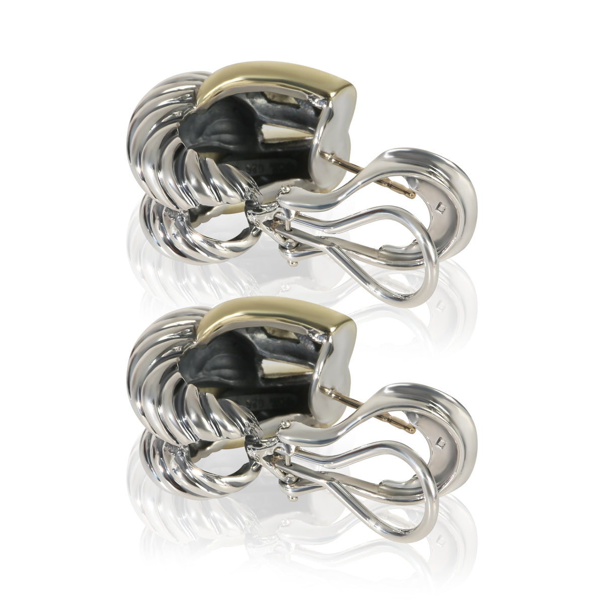 David Yurman Yellow Gold & Sterling Silver  Labyrinth Earrings bv