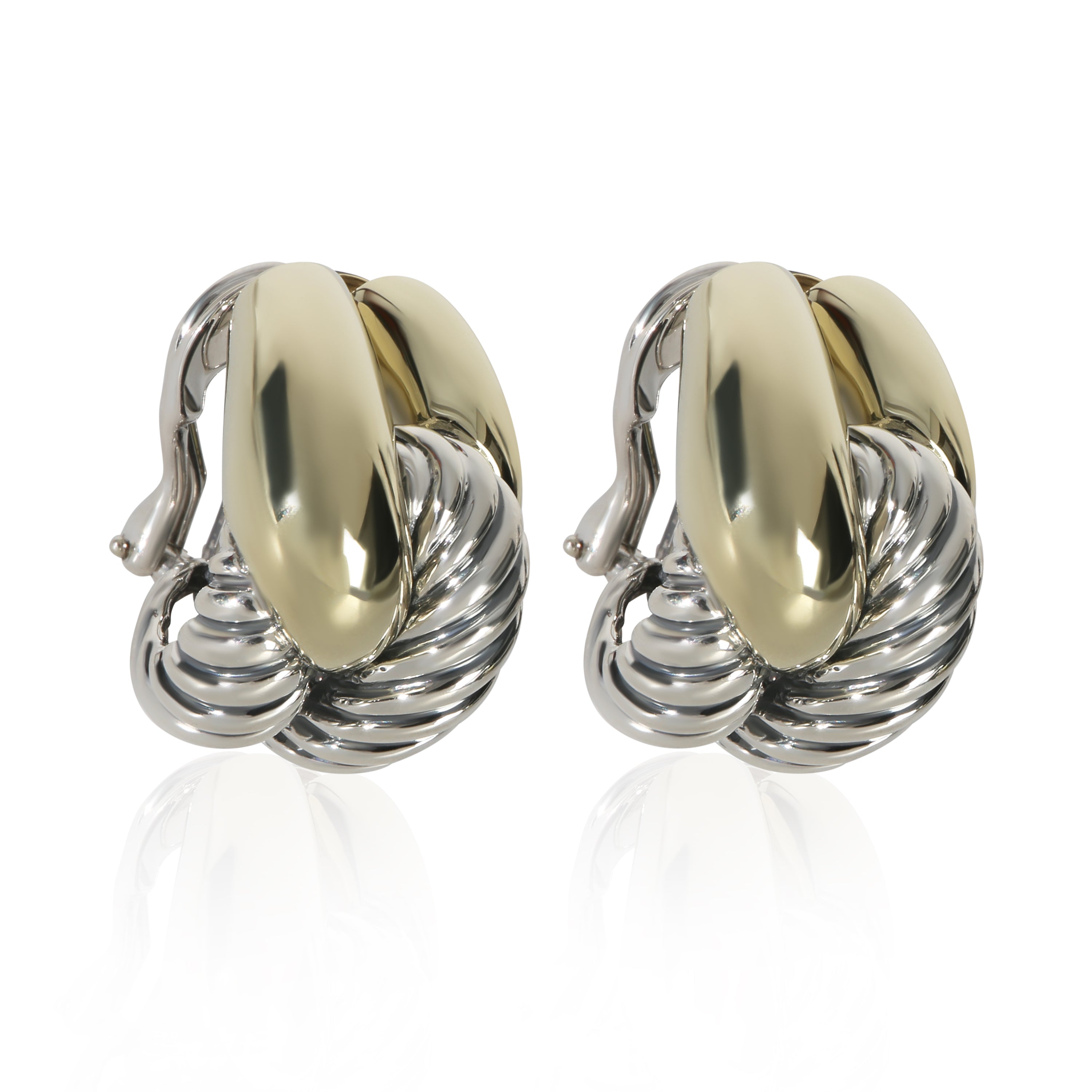 David Yurman Yellow Gold & Sterling Silver  Labyrinth Earrings fv