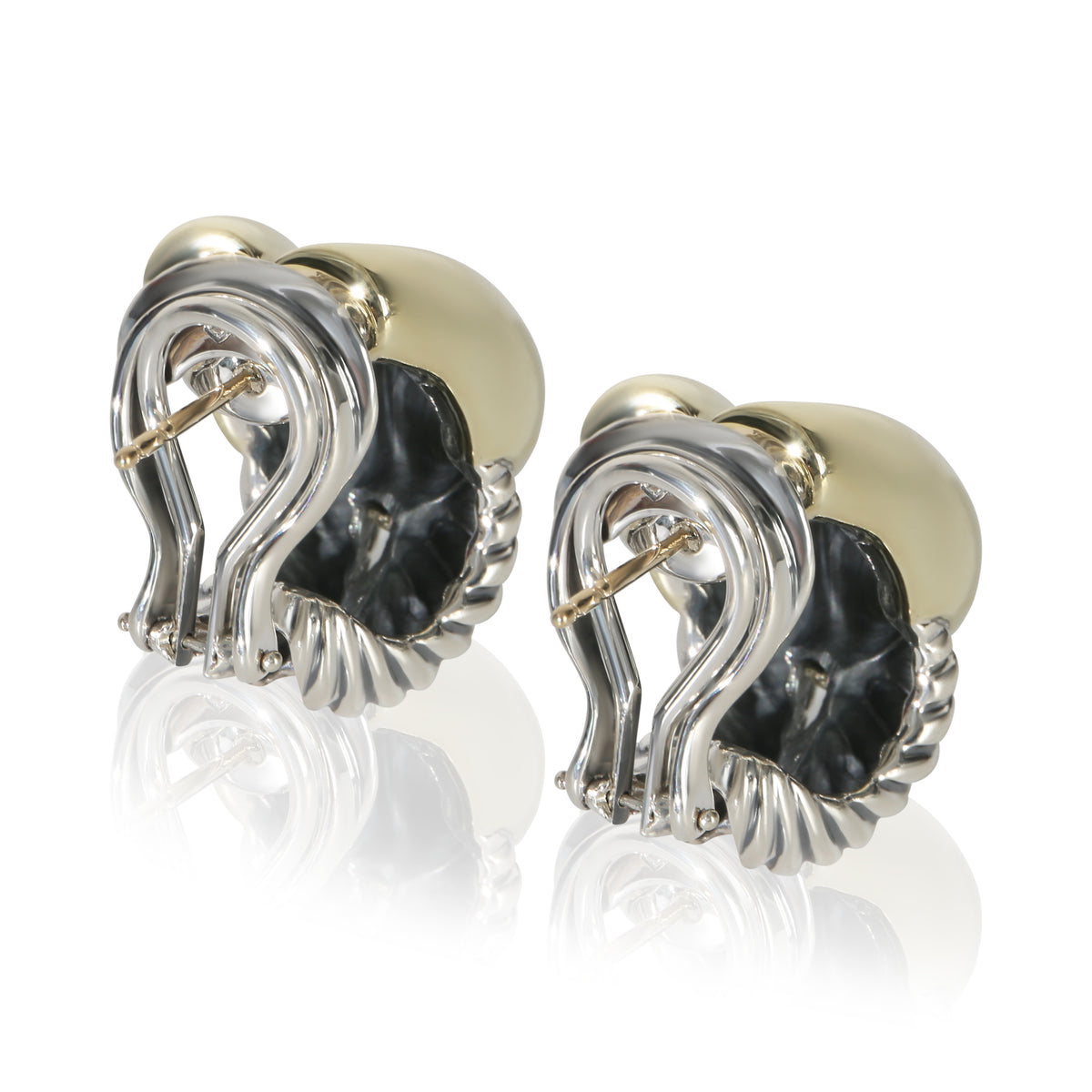David Yurman Yellow Gold & Sterling Silver  Labyrinth Earrings pv