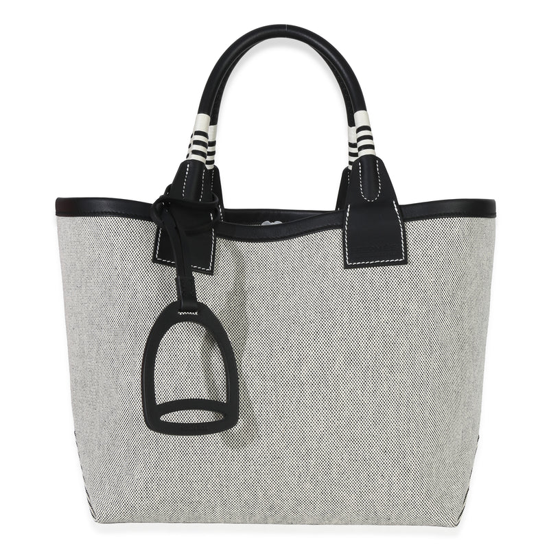 Hermès Ecru Black Militaire Canvas Swift Steeple 25 Tote Handbag id
