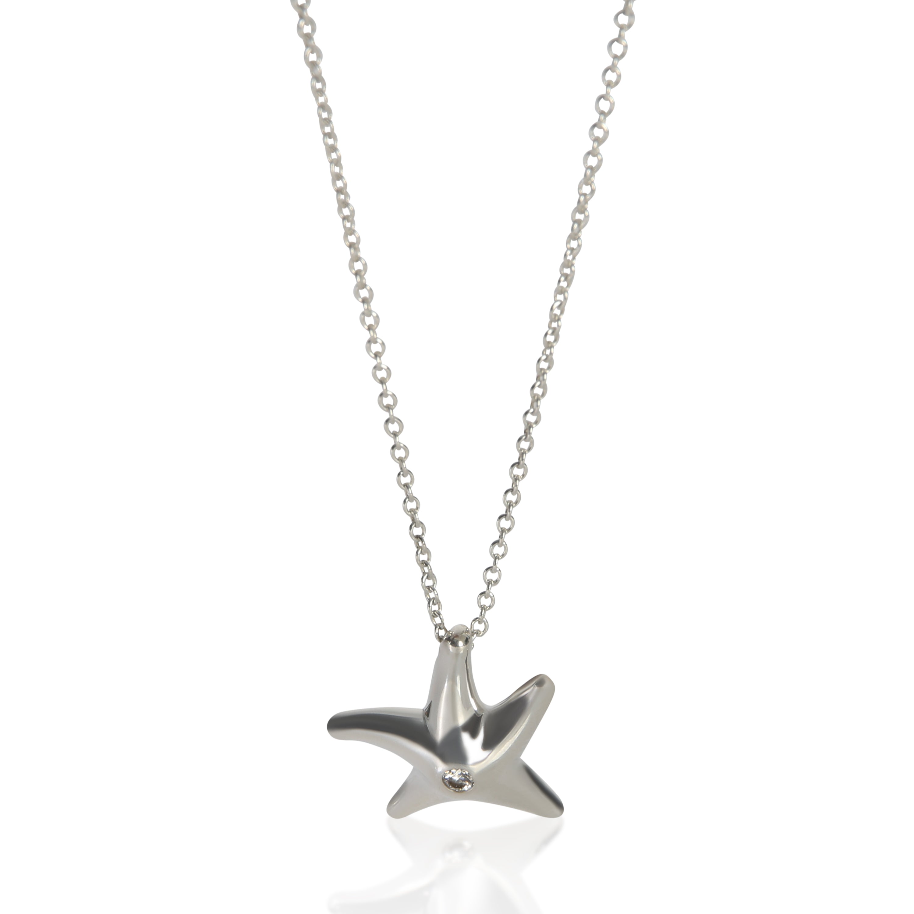 Tiffany & Co. Sterling Silver Diamond Elsa Peretti Starfish Pendant fv