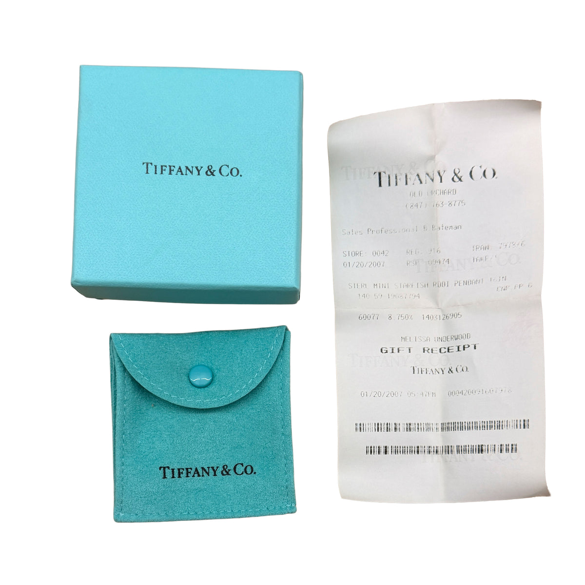 Tiffany & Co. Sterling Silver Diamond Elsa Peretti Starfish Pendant box