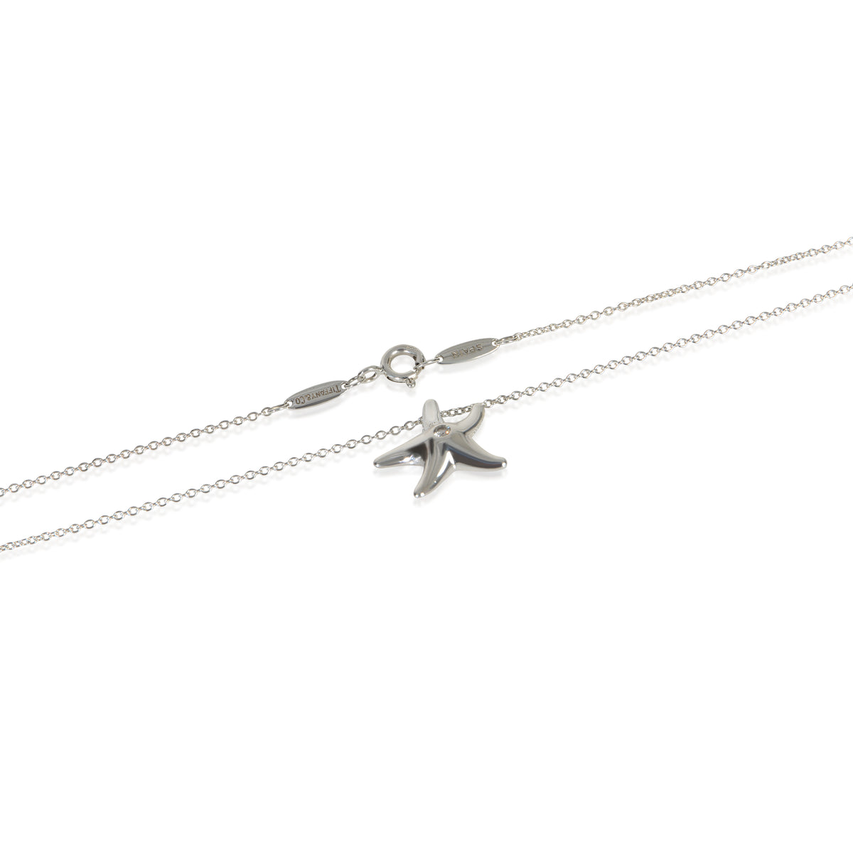 Tiffany & Co. Sterling Silver Diamond Elsa Peretti Starfish Pendant sv