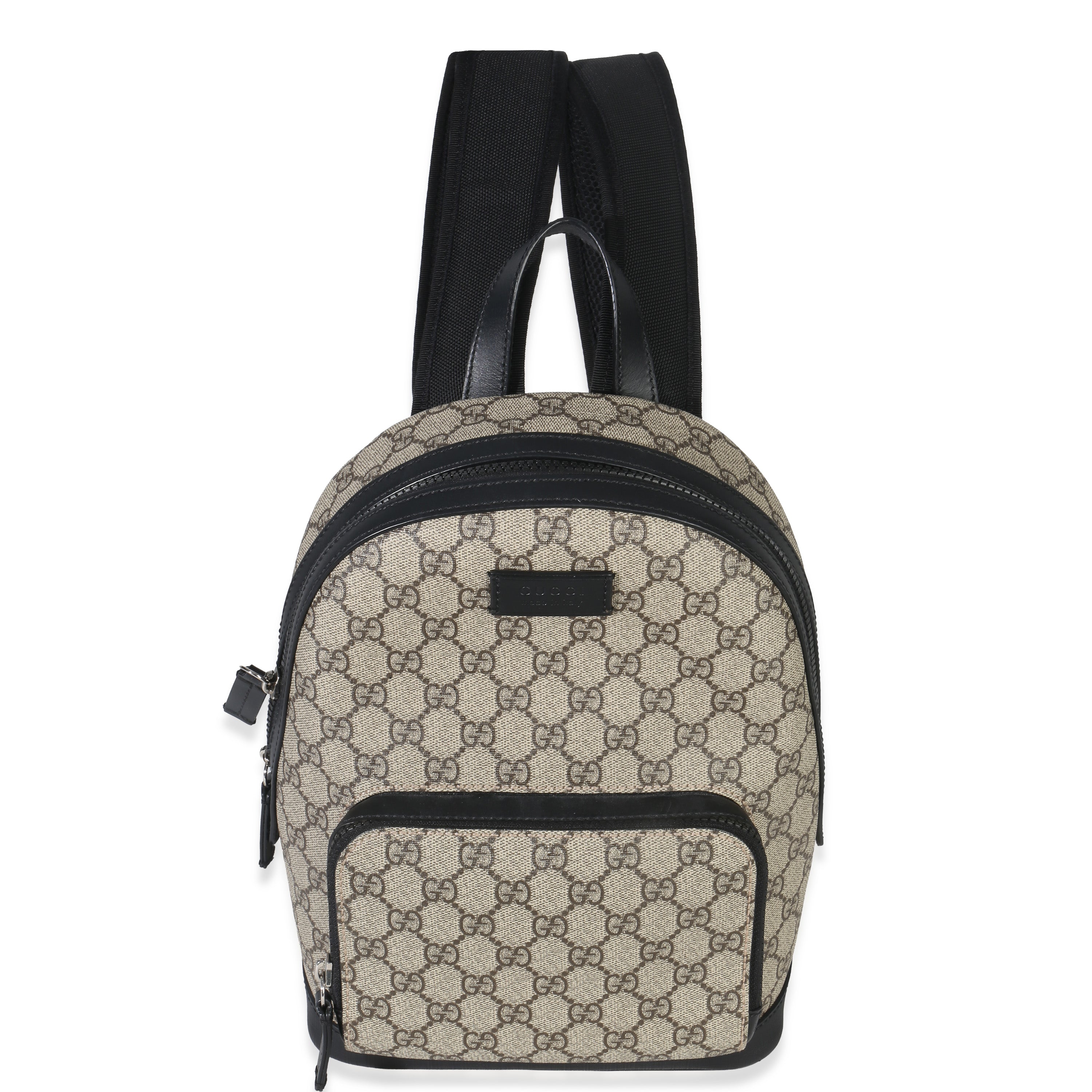 Gucci Black Beige GG Supreme Canvas Eden Small Backpack Handbag id