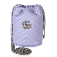 Gucci Purple Matelasse Calfskin Mini GG Marmont 2.0 Bucket Bag Handbag id