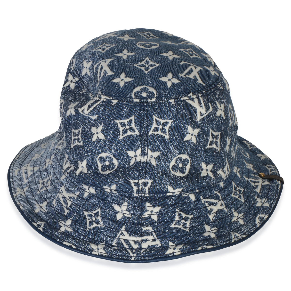 Louis Vuitton Blue Jacquard Denim Monogram Bucket Hat fv