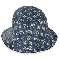 Louis Vuitton Blue Jacquard Denim Monogram Bucket Hat fv