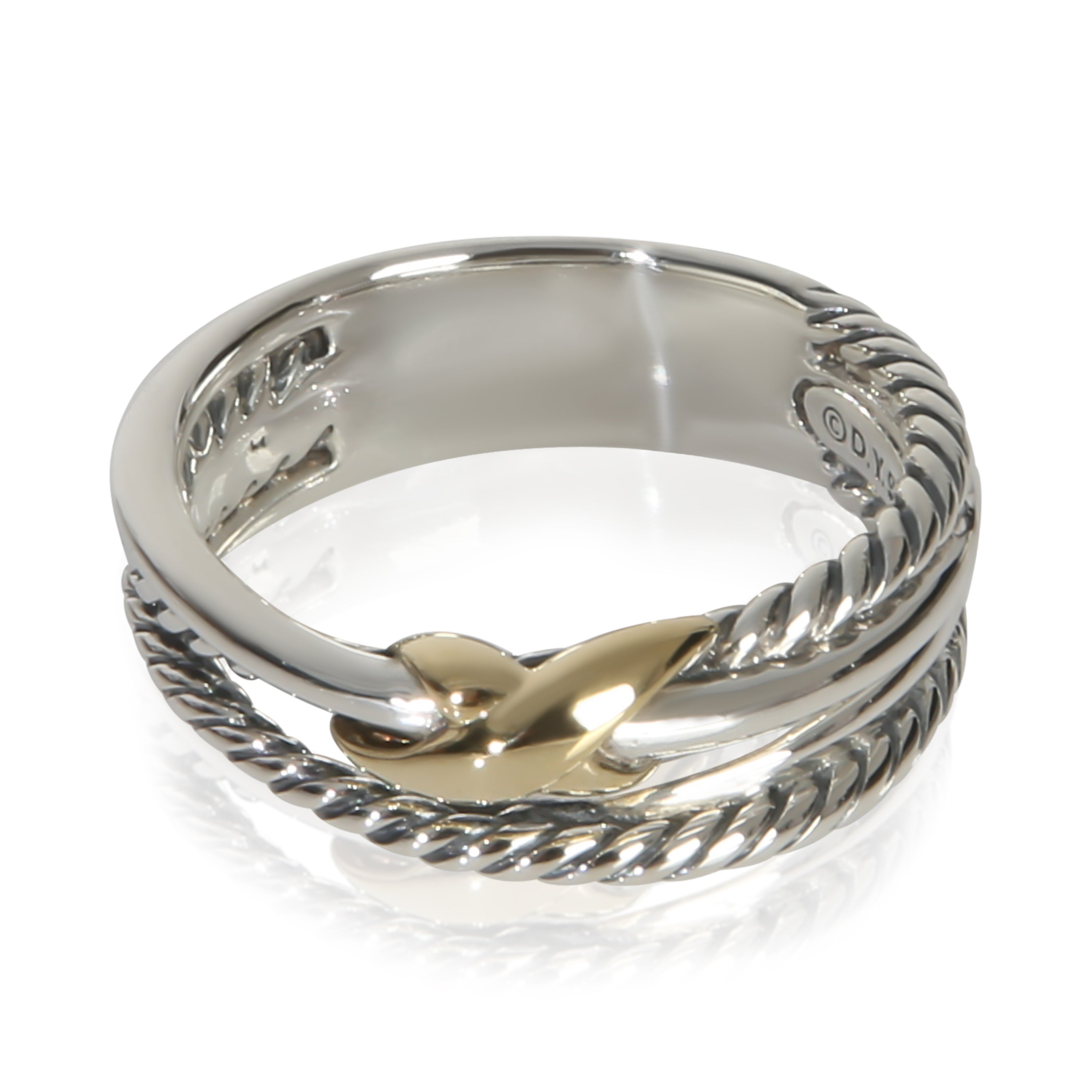 David Yurman Yellow Gold & Sterling Silver  Crossover X Ring fv