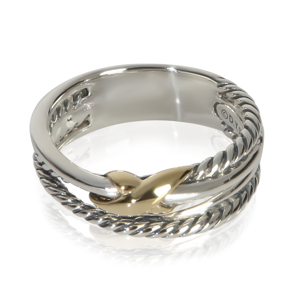 David Yurman Yellow Gold & Sterling Silver  Crossover X Ring fv