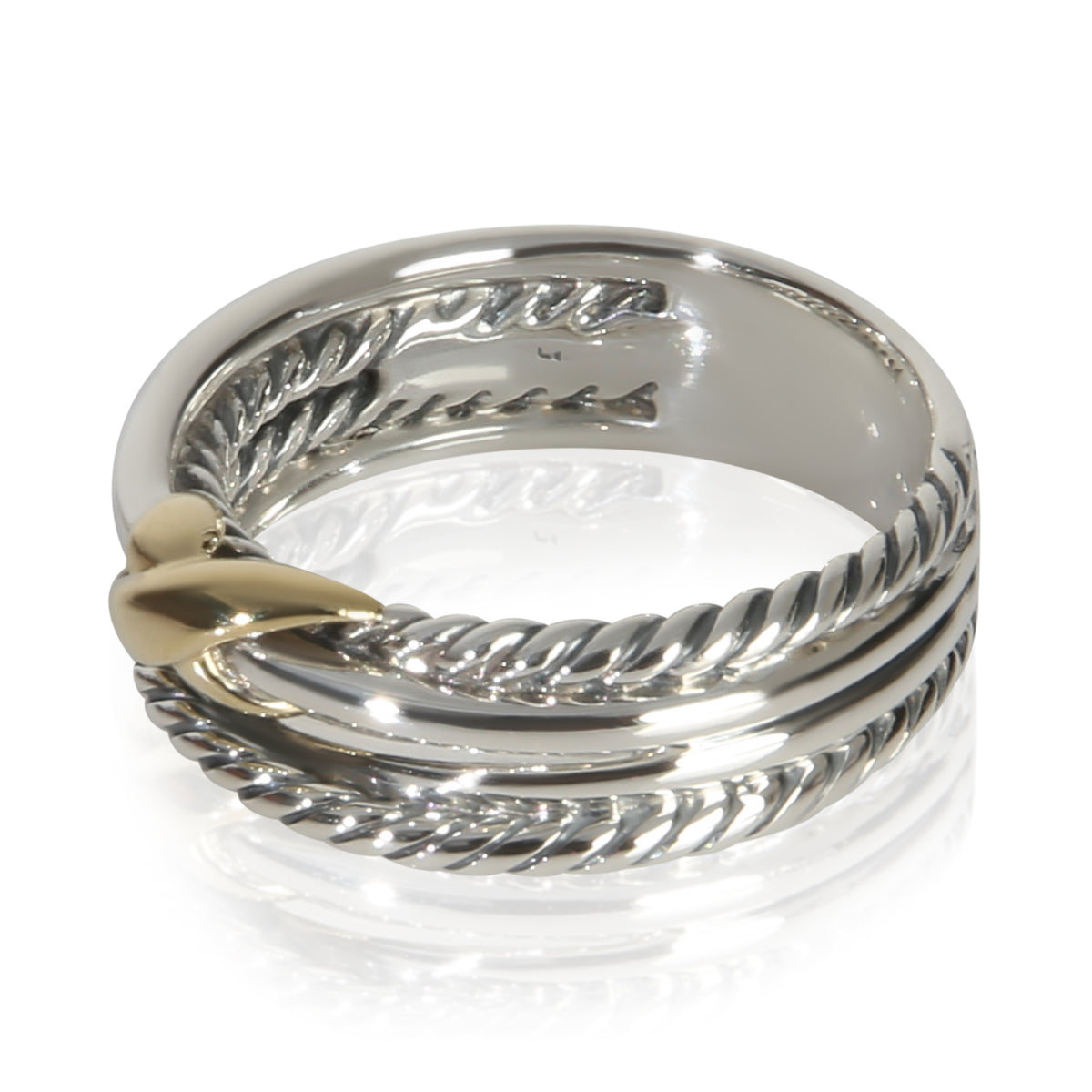 David Yurman Yellow Gold & Sterling Silver  Crossover X Ring sv