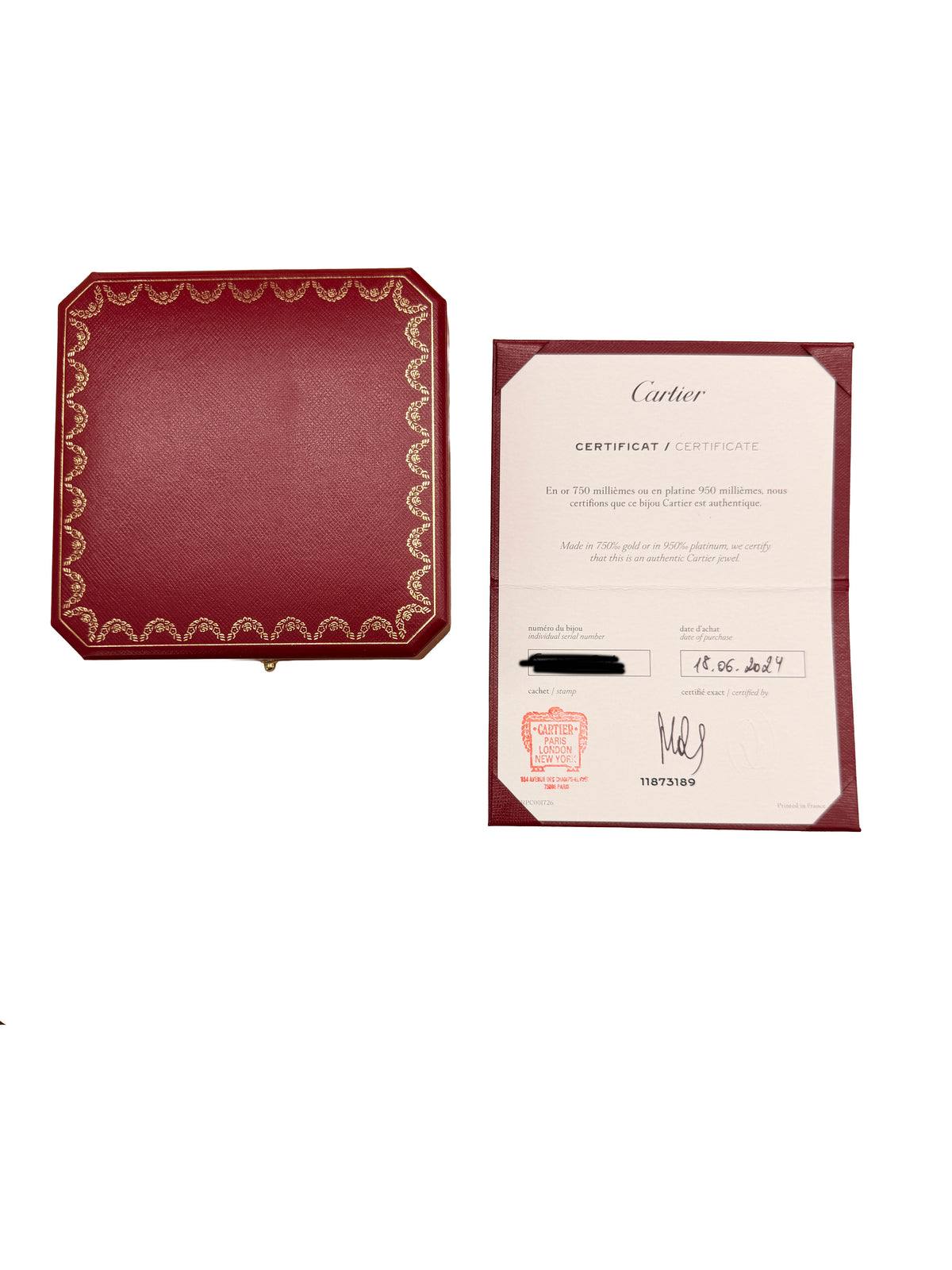 Cartier Rose Gold Diamond Love Necklace box