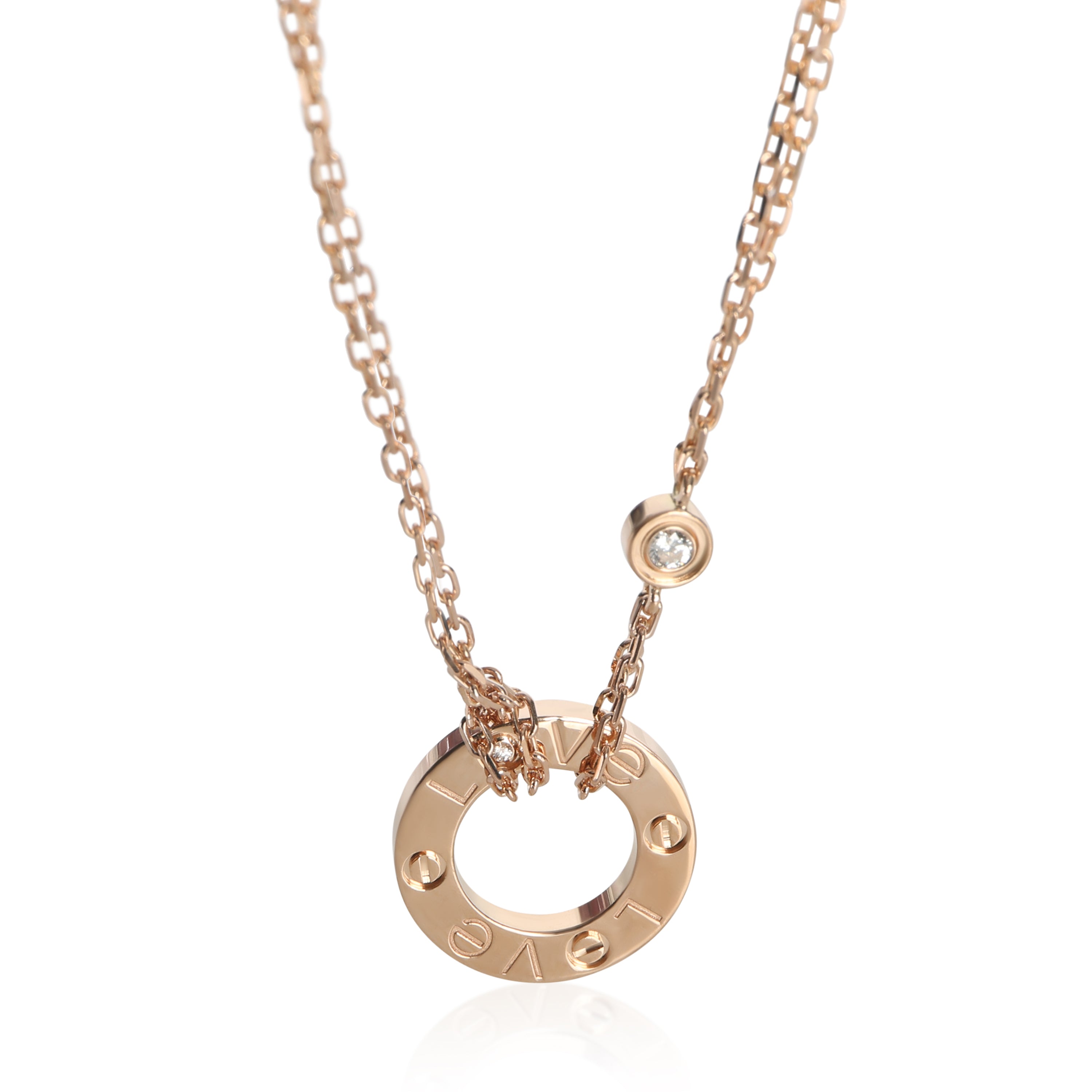 Cartier Rose Gold Diamond Love Necklace fv