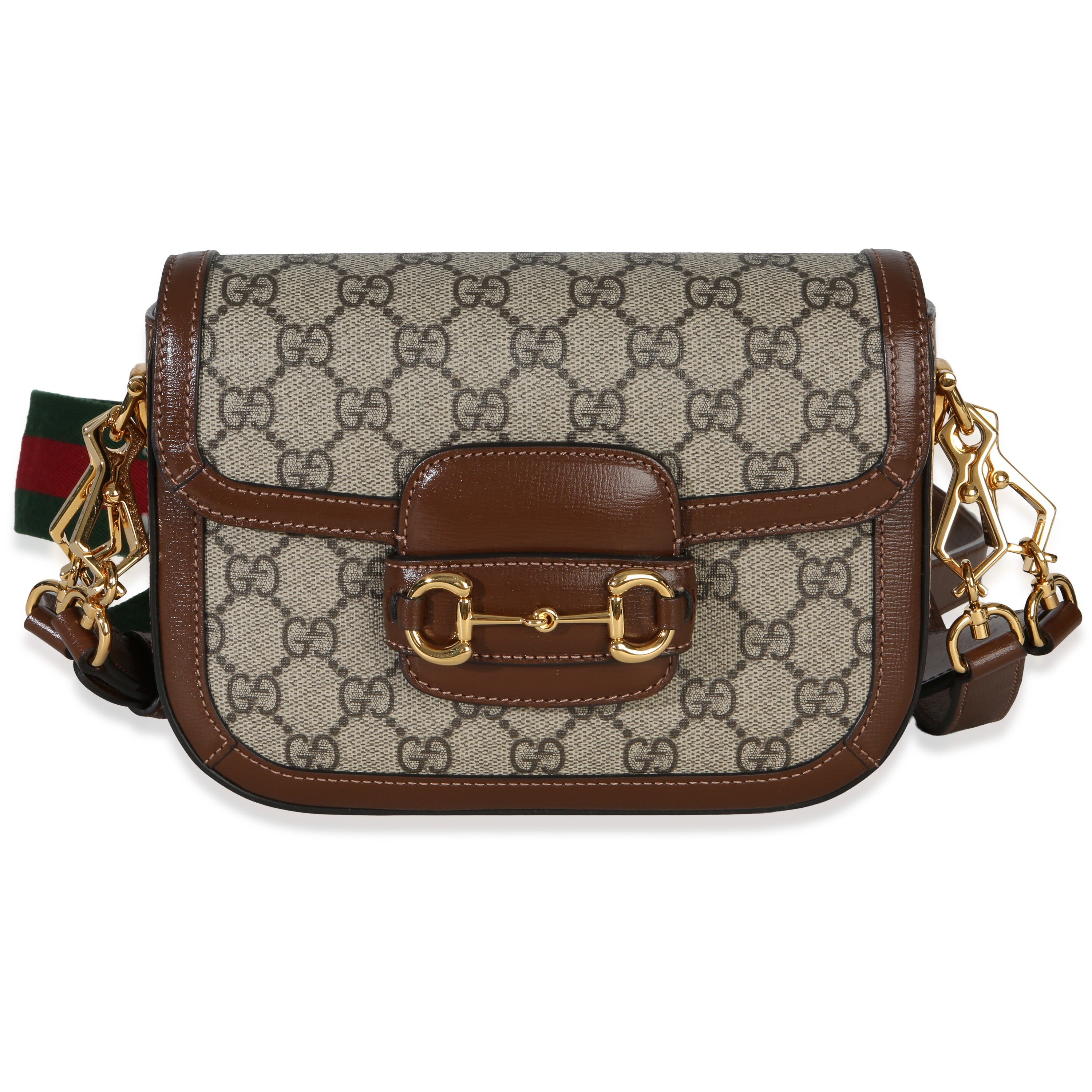 Gucci Beige Ebony GG Supreme Canvas 1955 Horsebit Shoulder Bag Handbag id