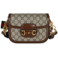 Gucci Beige Ebony GG Supreme Canvas 1955 Horsebit Shoulder Bag Handbag id