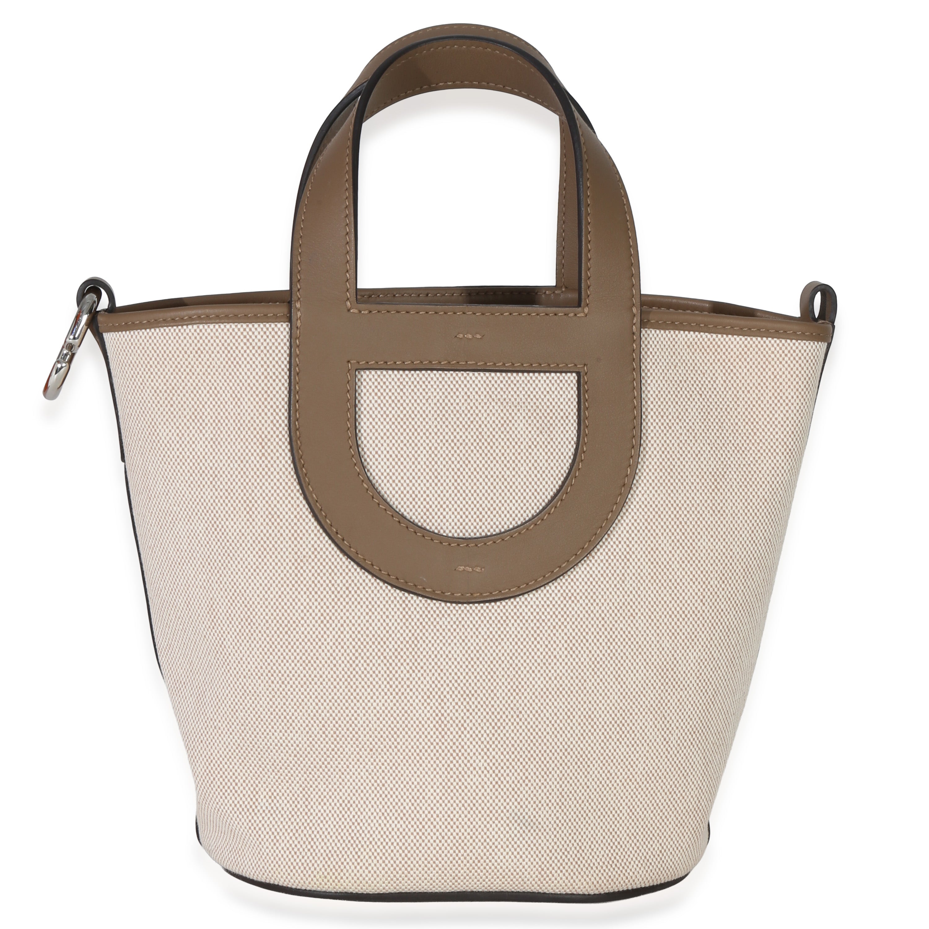 Hermès Toile H Swift Ecru Beige De Weimar In The Loop 18 PHW Handbag fv