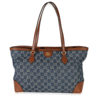 Gucci Blue New Denim GG Monogram Dollar Calfskin Medium Ophidia Shopping Tote Handbag id