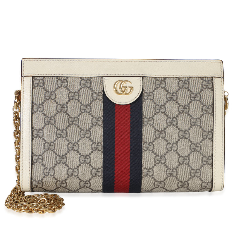 Gucci Cream GG Supreme Web Ophidia GG Small Shoulder Bag Handbag id