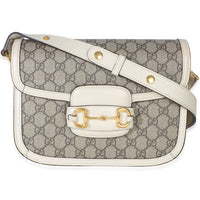 Gucci Mystic White Beige GG Supreme Azalea Calfskin Horsebit 1955 Shoulder Bag Handbag id