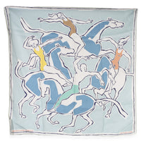 Hermès Bleu Jean Multicolor Choreographie Equestre Silk Scarf 70 fv