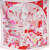 Hermès Pink Multicolor Ça Decoiffe Silk Scarf 90 fv
