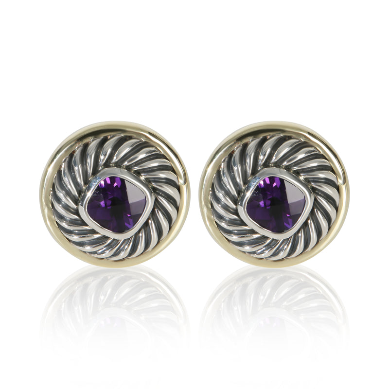 David Yurman Yellow Gold & Sterling Silver Amethyst Albion Earrings fv
