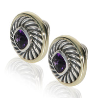 David Yurman Yellow Gold & Sterling Silver Amethyst Albion Earrings sv