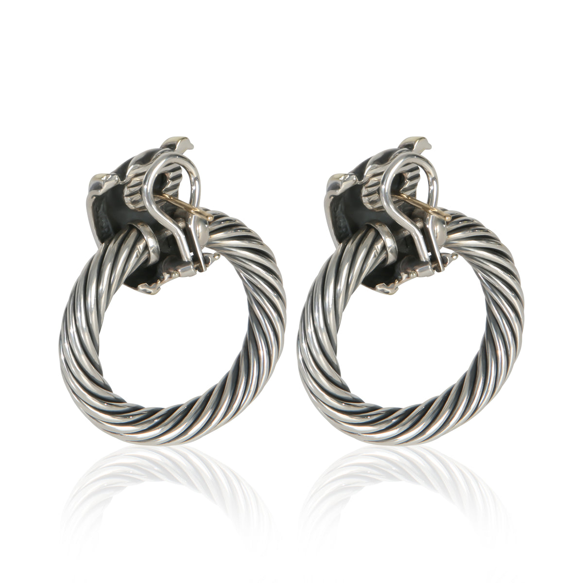 David Yurman Yellow Gold & Sterling Silver  Thoroughbred Earrings pv